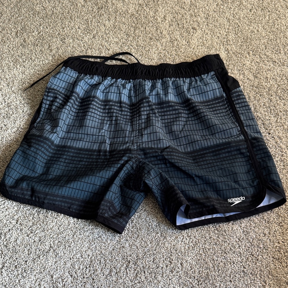 Speedo Black and Light Blue Swim Shorts